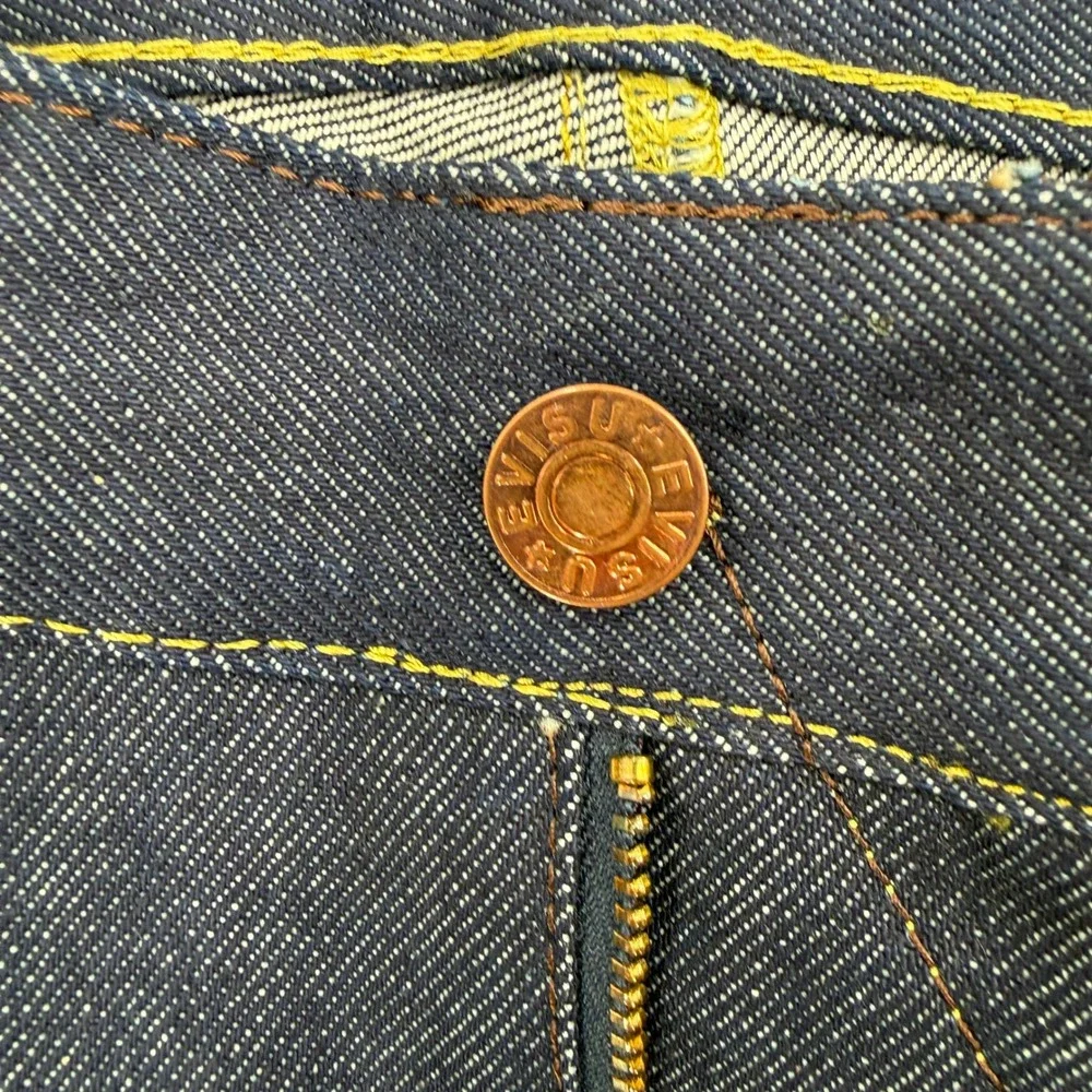 Evisu Osaka Japan Men Raw Denim Jeans Size 30 Dark Wash Wave Graphic Japan Made